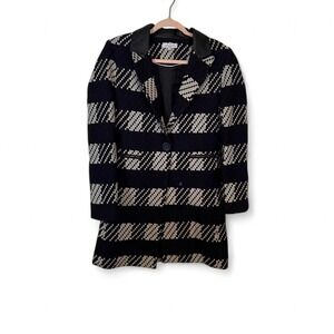 Waverly Blazer Womens Size 2 Black Ivory Patterned Tailored Jacket